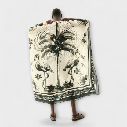 Melissa - Kaftano Maxi con Stampa Fenicottero Extra-Large