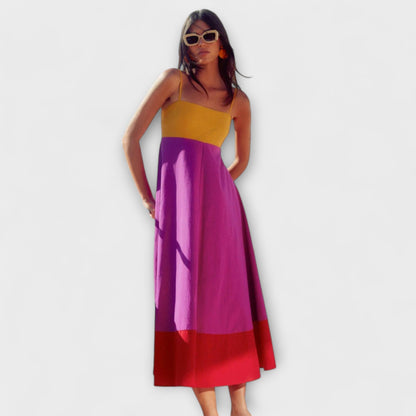 Abito Spaghetti a Blocco di Colore