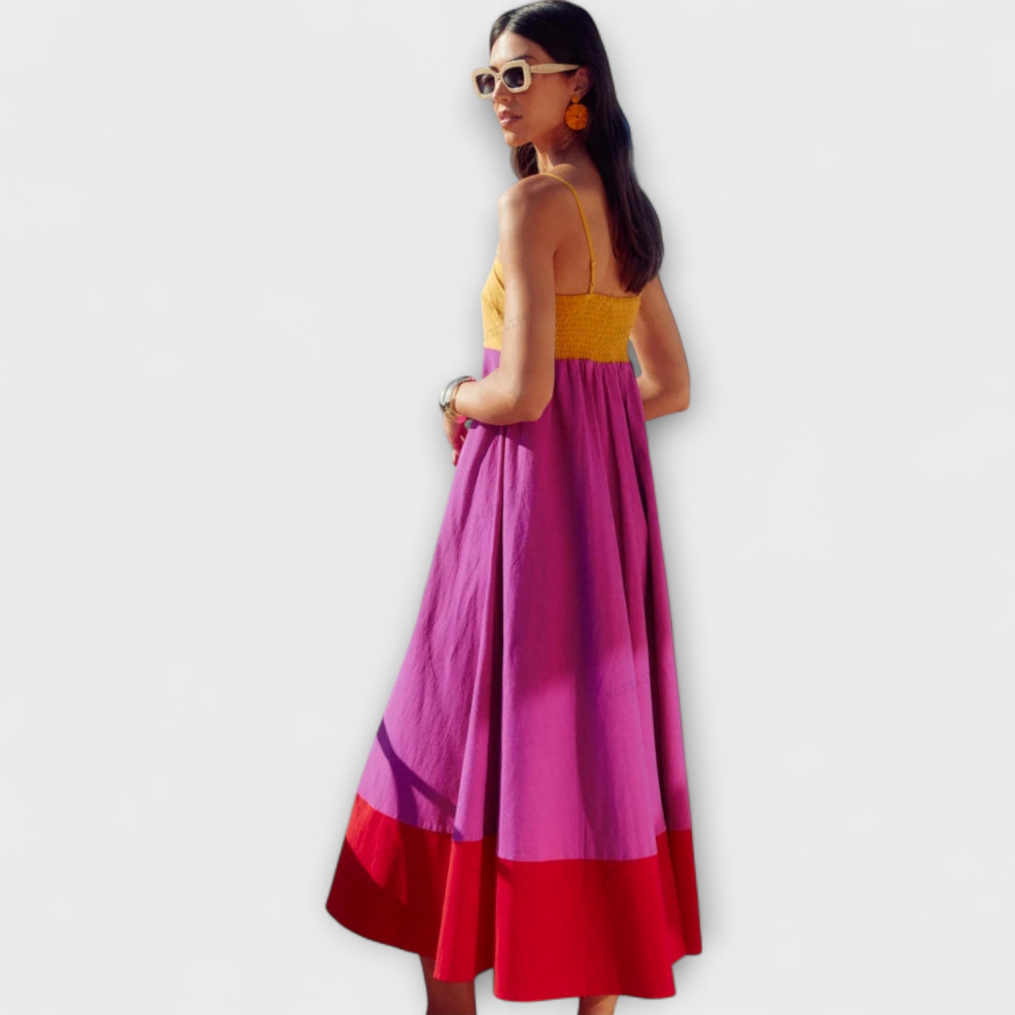 Abito Spaghetti a Blocco di Colore