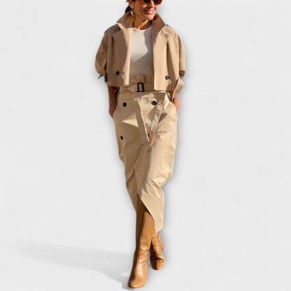 Lyra - Gonna Midi Elegante con Giacca e Tasche