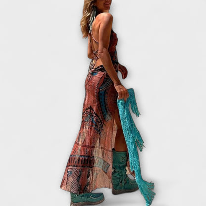 Fee - Abito Midi Unico con Collo a Sciarpa