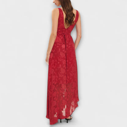 Opale - Elegante Abito Maxi Senza Schienale in Pizzo Jacquard