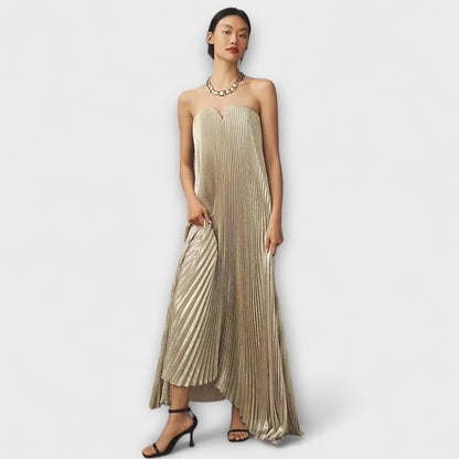 Michelle - Abito Maxi Sweetheart in Stampa Floreale Arancione