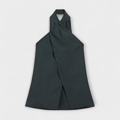 Hannah - Top Halter Blu con Taglio Sulla Schiena