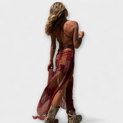 Fee - Abito Midi Unico con Collo a Sciarpa