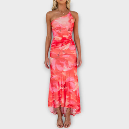 Pia - Abito Maxi con Ruching Asimmetrico