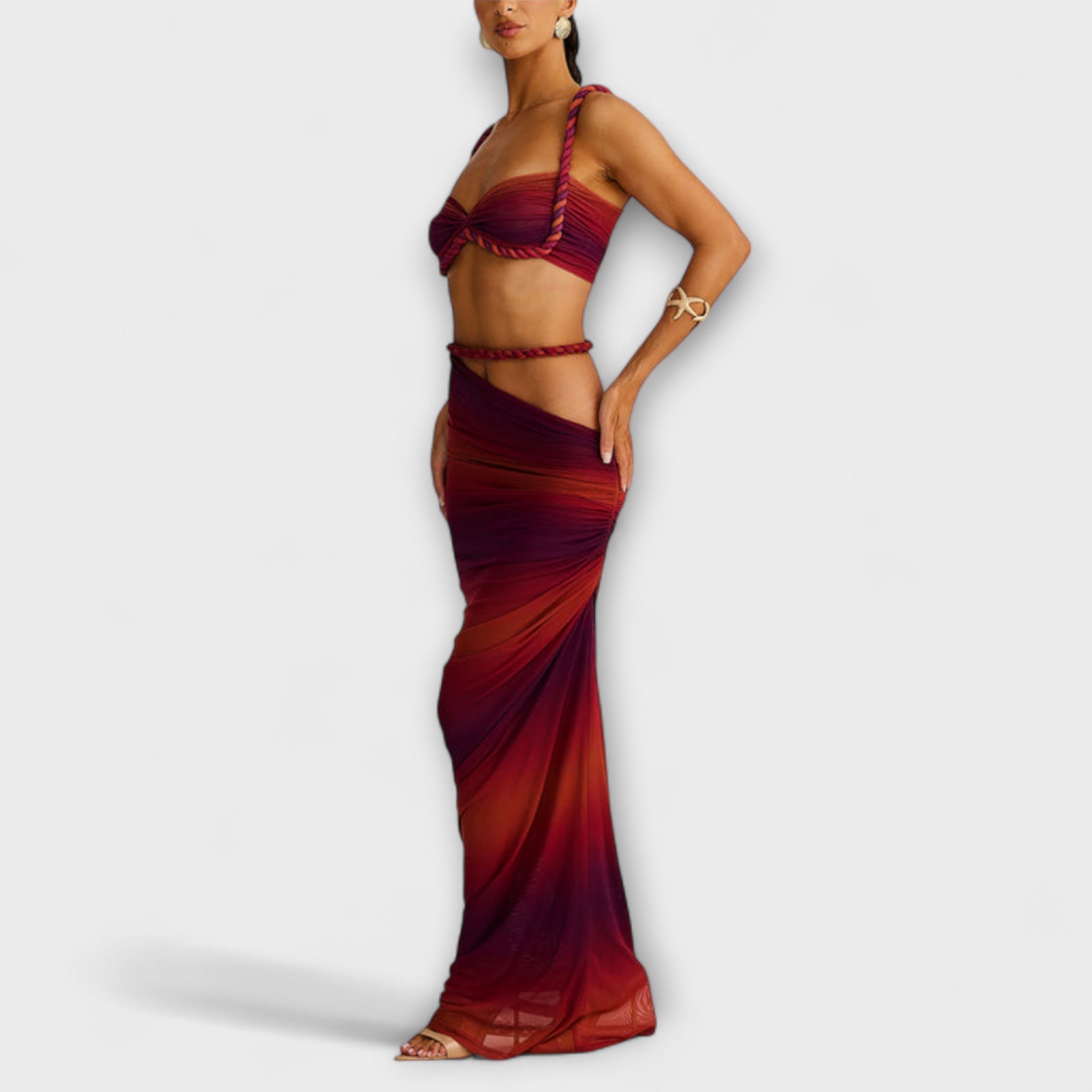 Jane - Top Corto a Treccia Gradient Chic & Gonna Overskirt Duo