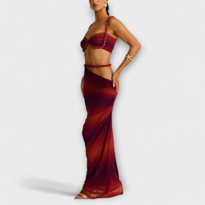 Jane - Top Corto a Treccia Gradient Chic & Gonna Overskirt Duo