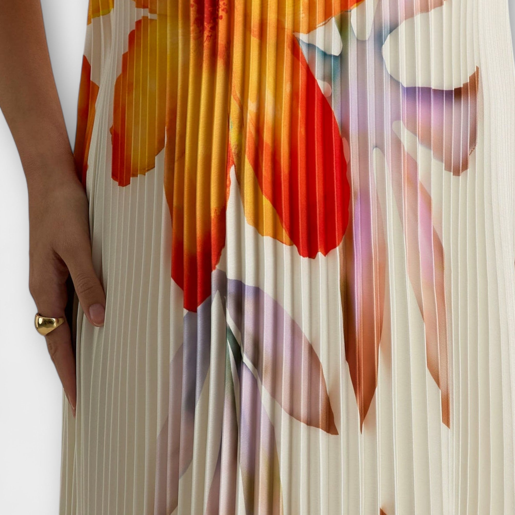 Michelle - Abito Maxi Sweetheart in Stampa Floreale Arancione