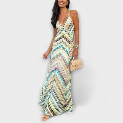 Remi - Abito Maxi in Fantasia Houndstooth Colorata Missoni