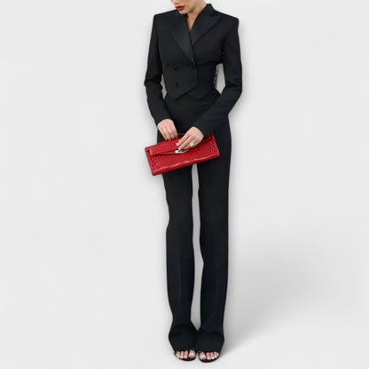 Noa - Giacca corta senza schienale decorata con perle nere