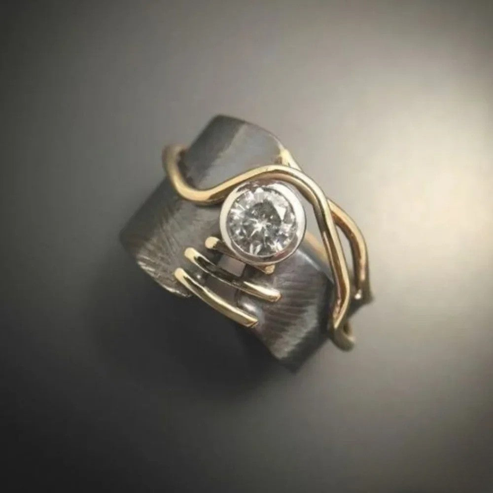 Anello Retro in Zirconia Argento Scuro
