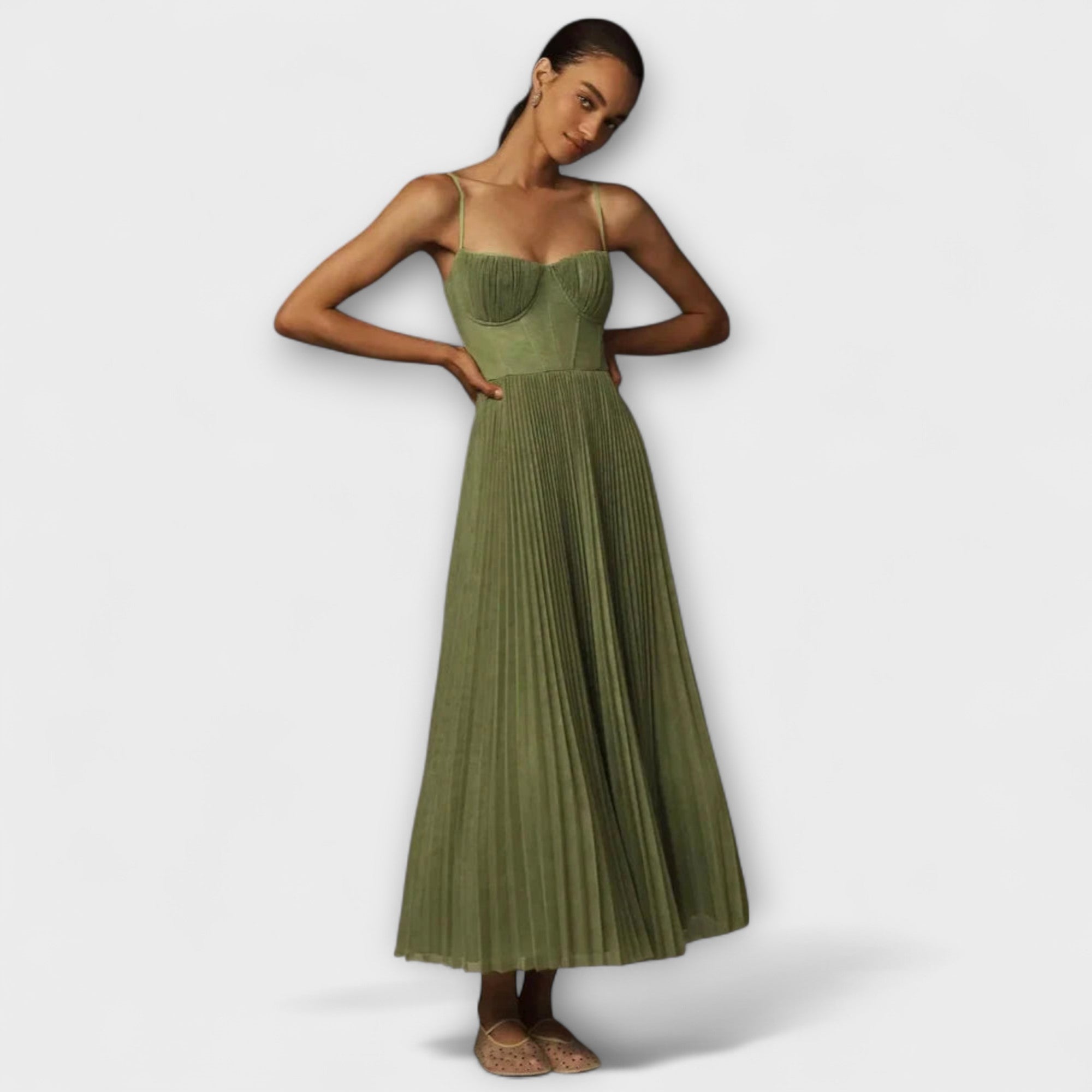 Marilyn - Abito Midi in Tulle Plissettato con Design Bustier