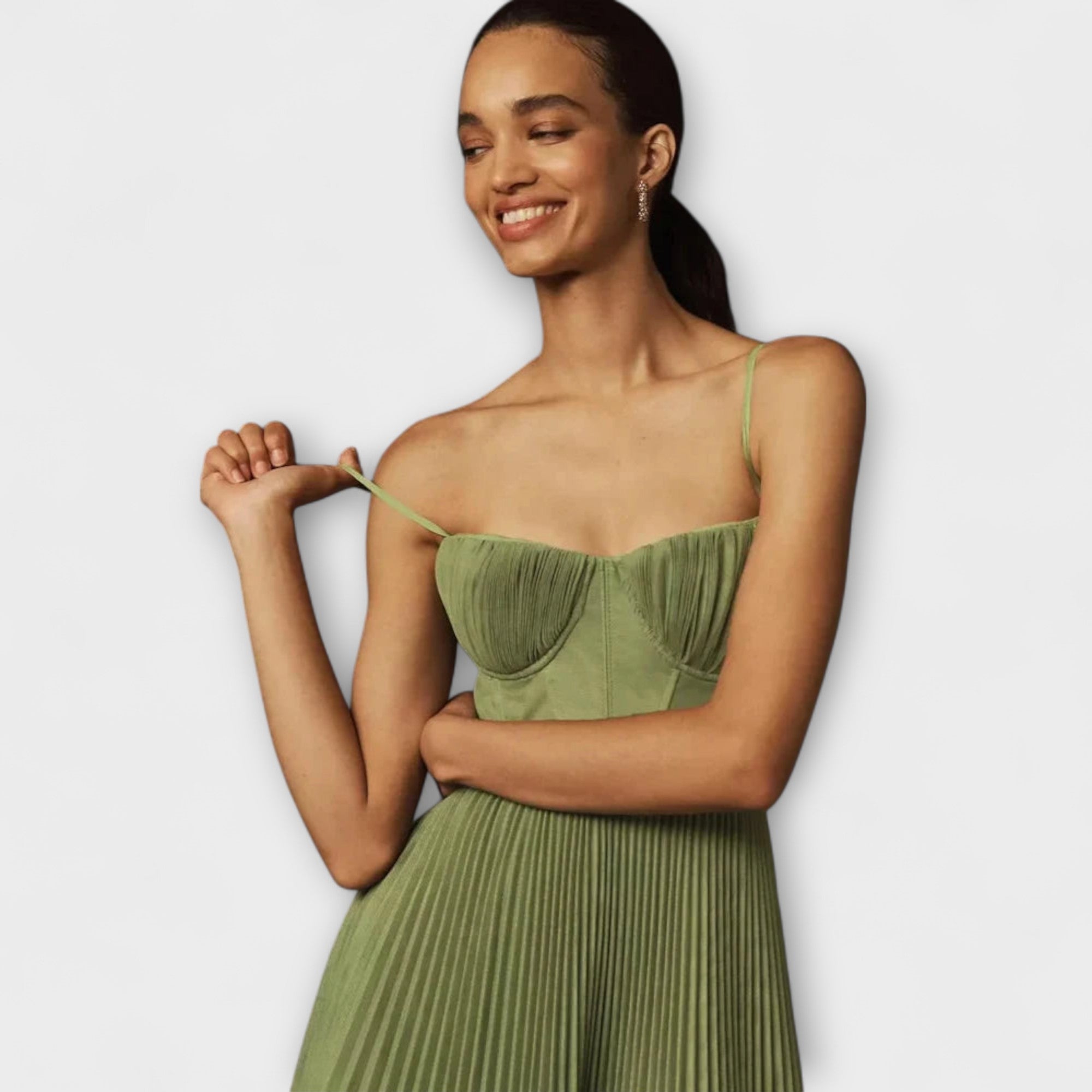 Marilyn - Abito Midi in Tulle Plissettato con Design Bustier