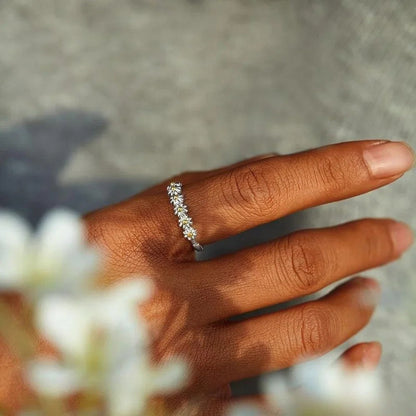 Anello Regolabile in Argento con Margherita Dipinta a Mano