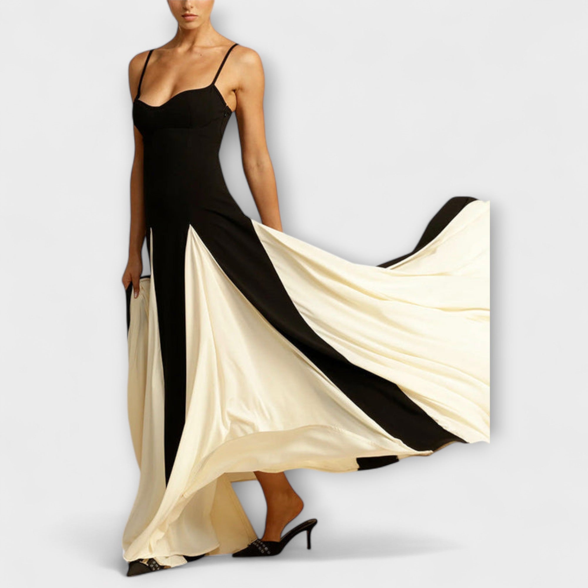 Ember - Abito Maxi A-Line con Pannelli in Tulle