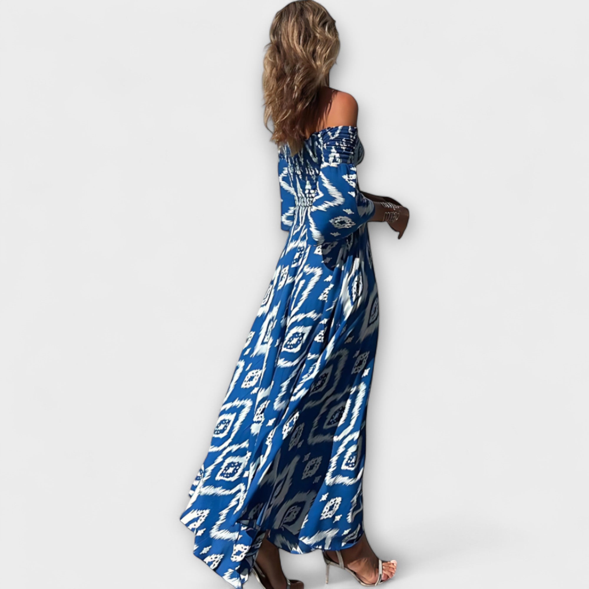 Bella - Abito Off-Shoulder con Fiori Oceanici