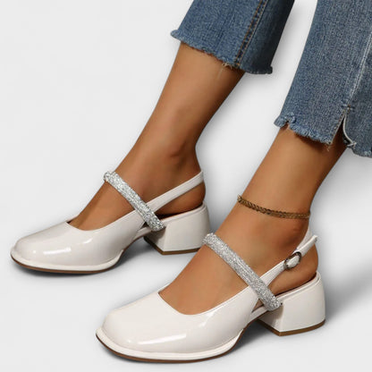 Celandra - Mary Janes con Cinghie Glitterate e Tacco a Blocco