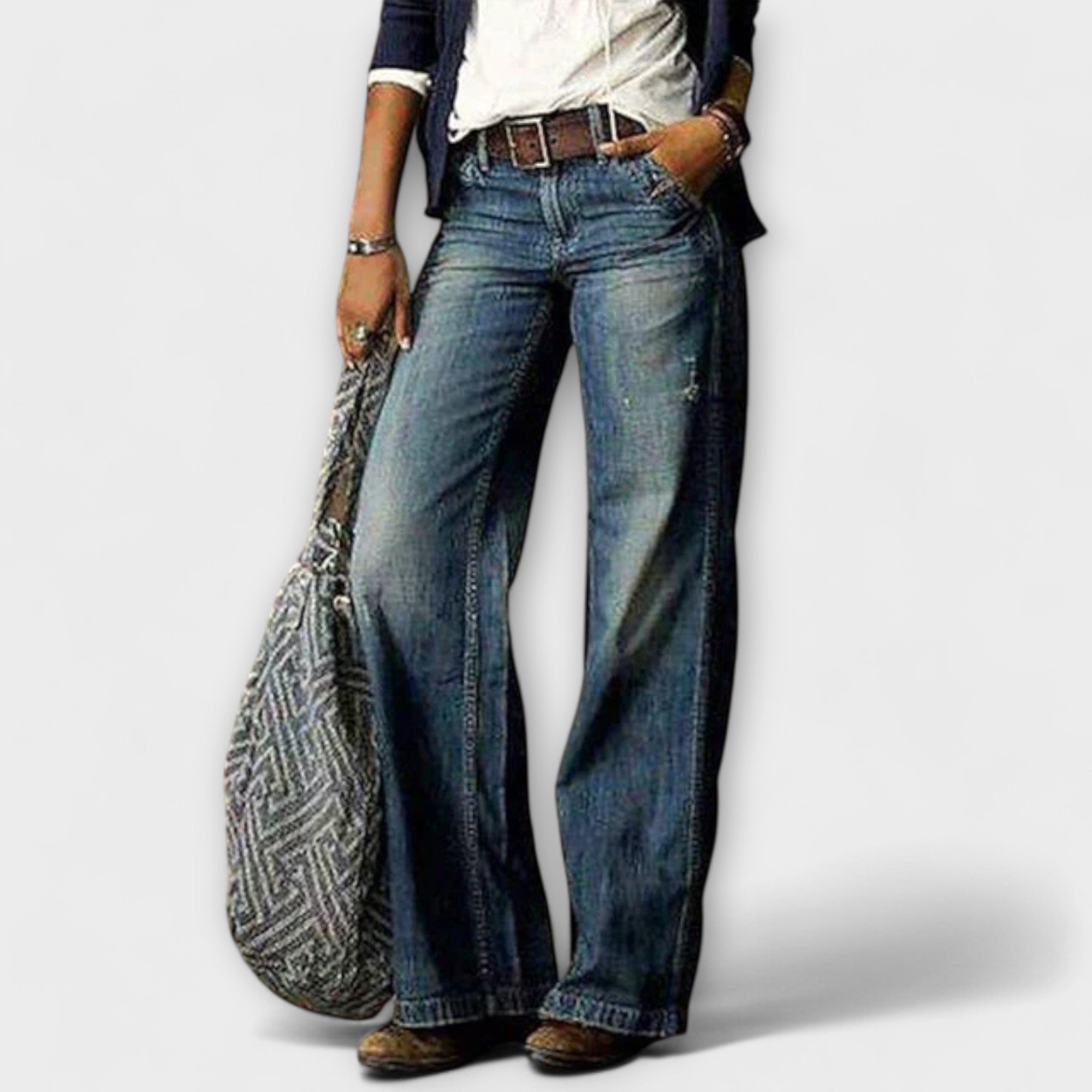 Cess - Pantaloni in Denim con Gamba Larga