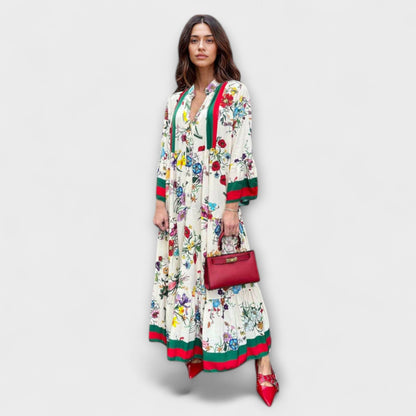 Oriana - Maxi Abito con Motivo Floreale