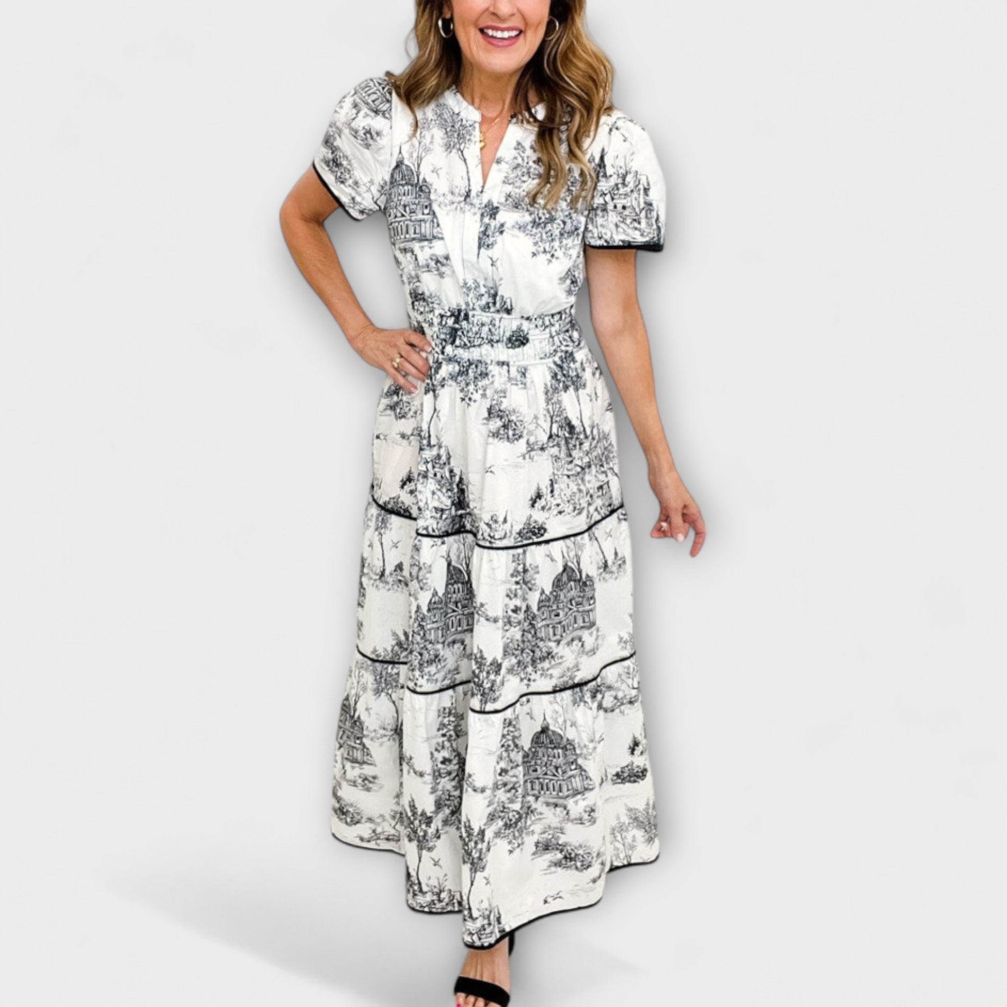 Eliza - Maxi Dress in Toile Senza Tempo