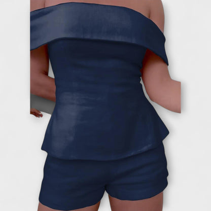 Olivia - Completo Due Pezzi in Cotone e Lino Bianco