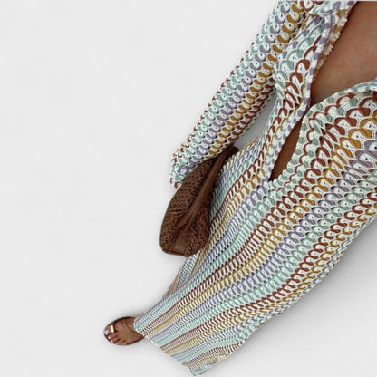 Elina – Abito Maxi con Scollo a V e Flair da Vacanza