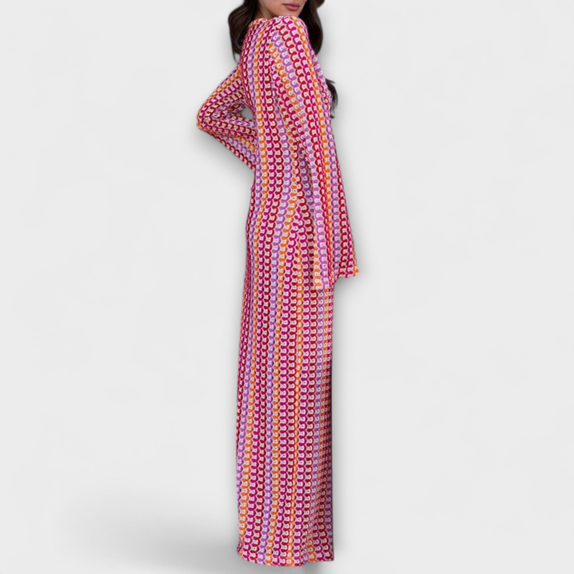 Elina – Abito Maxi con Scollo a V e Flair da Vacanza