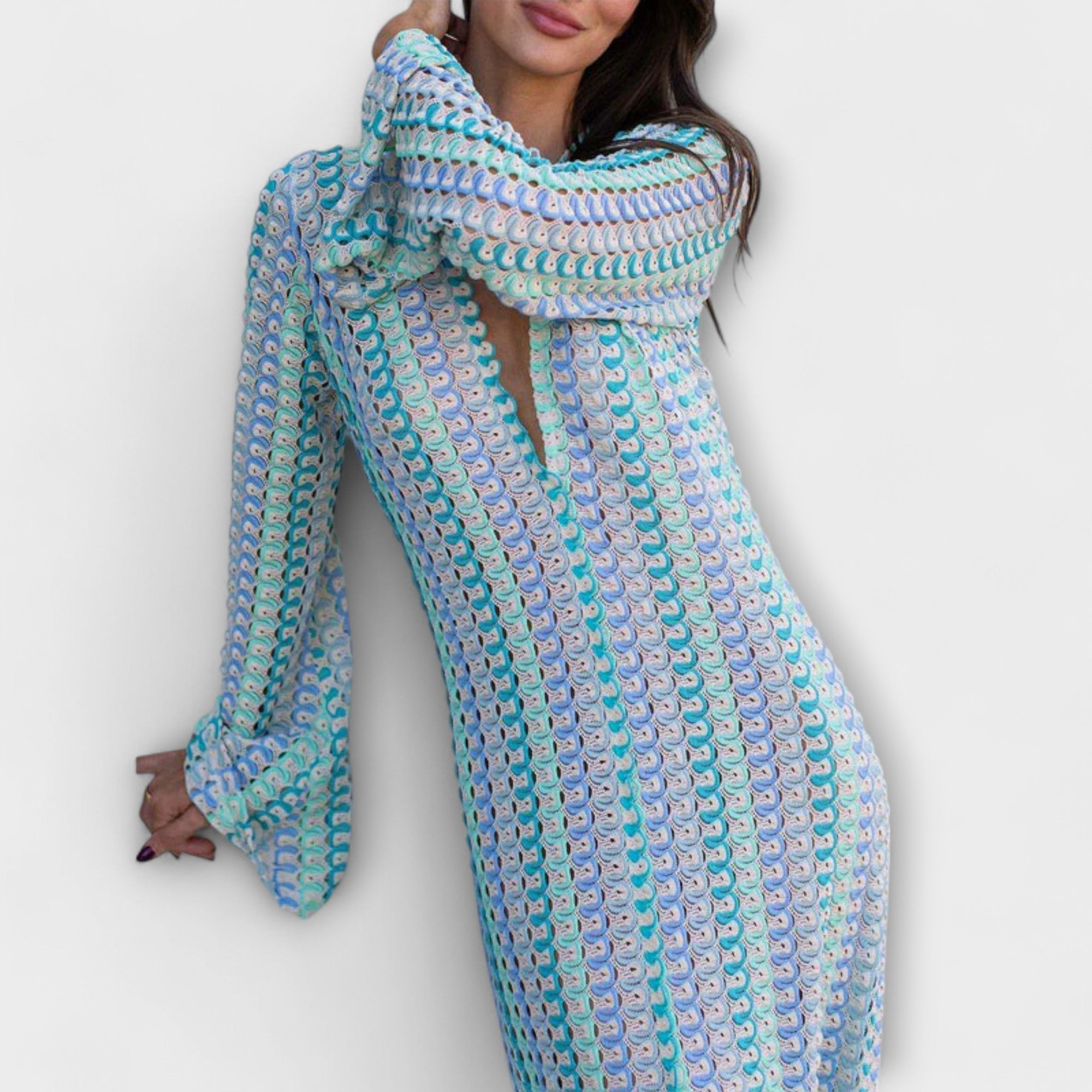 Elina – Abito Maxi con Scollo a V e Flair da Vacanza