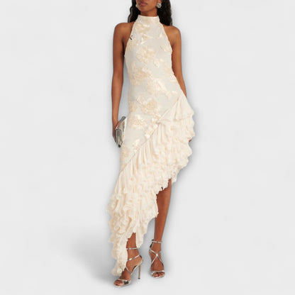 Karen - Abito Maxi con Applicazioni Floreali