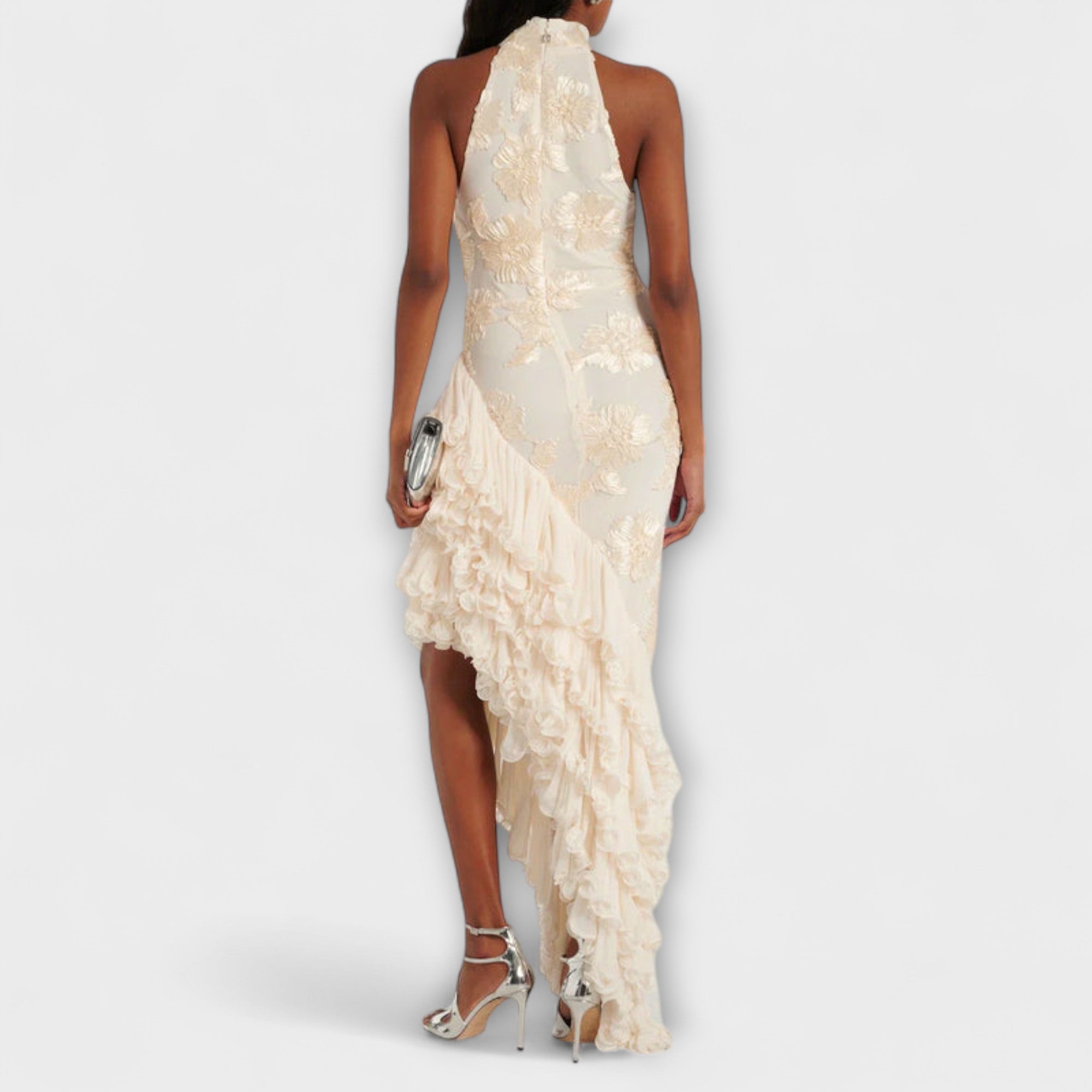 Karen - Abito Maxi con Applicazioni Floreali