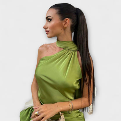 Abito Maxi Halter Off-Shoulder Chic