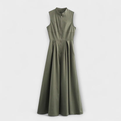 Abito midi aderente senza maniche con pieghe