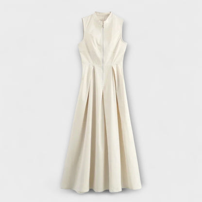 Abito midi aderente senza maniche con pieghe