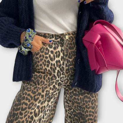 Chandra - Jeans Vintage con Stampa Leopardo