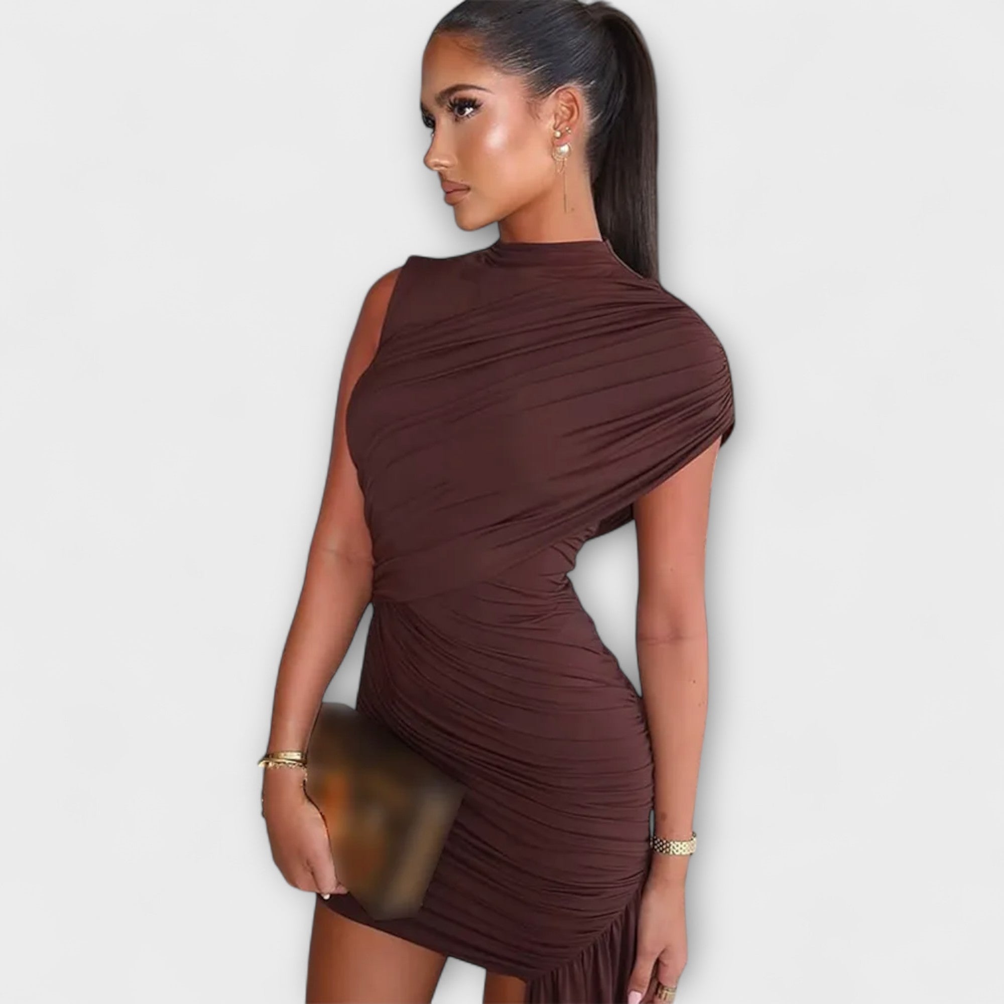 Abito Lungo con Collo Alto