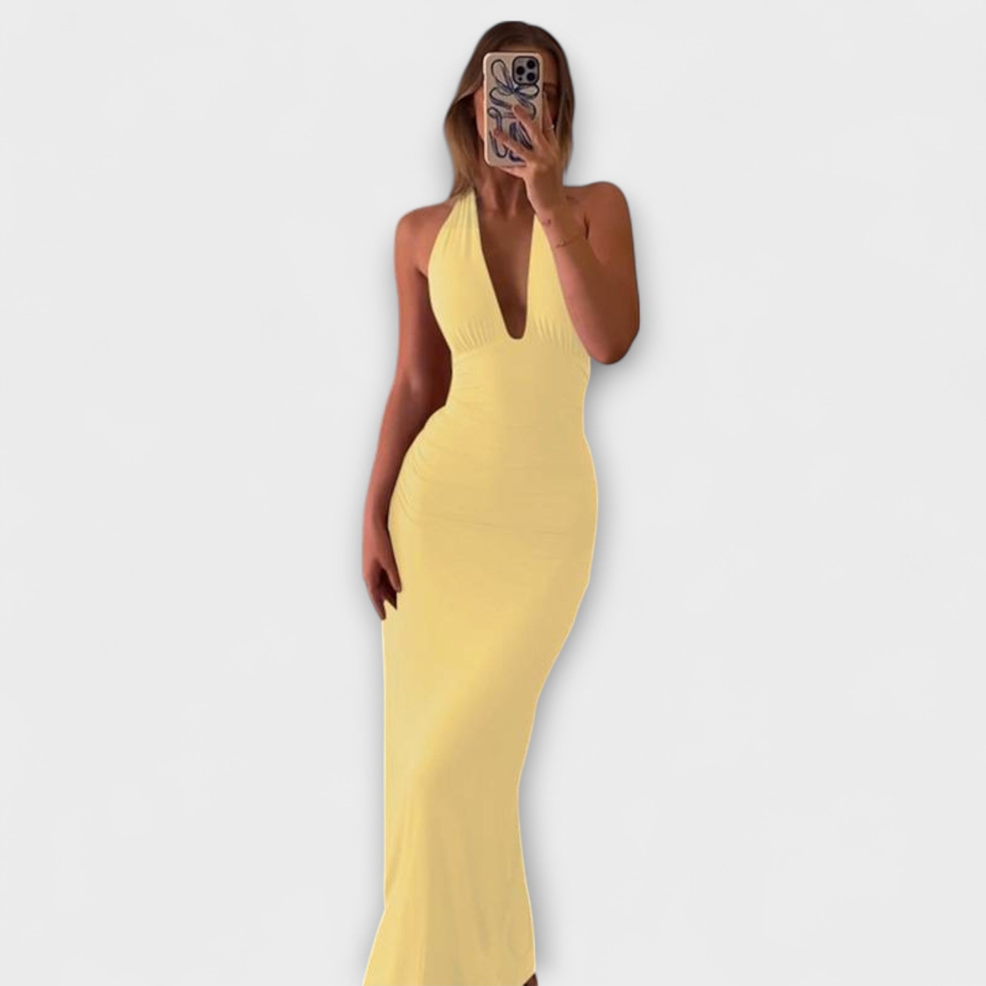 Abito da Gala Elegante Senza Schiena con Scollo Halter