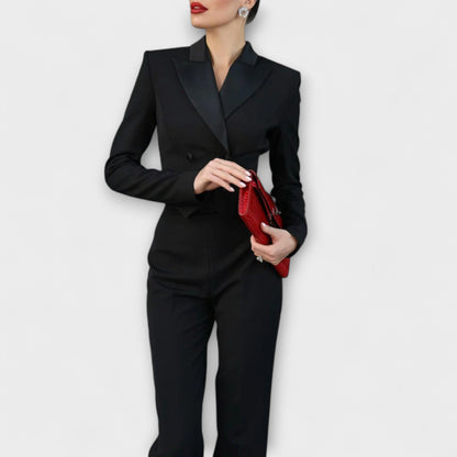 Noa - Giacca corta senza schienale decorata con perle nere