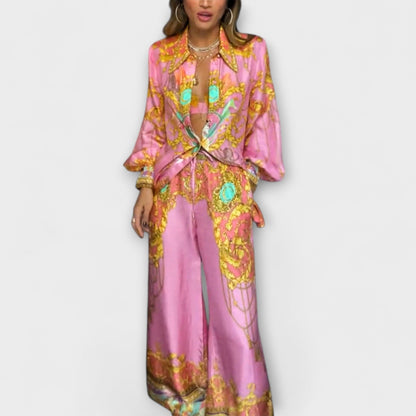 Sage - Set Camicia Relaxed da Sirena e Pantaloni con Vita Elasticizzata