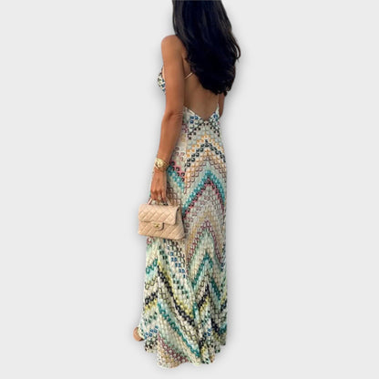 Remi - Abito Maxi in Fantasia Houndstooth Colorata Missoni