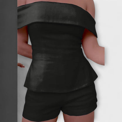 Olivia - Completo Due Pezzi in Cotone e Lino Bianco