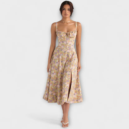 Zipporas - Abito Bustier Su Misura con Moderno Motivo Floreale Primaverile