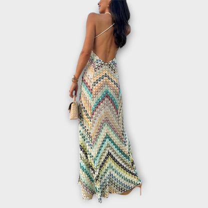 Remi - Abito Maxi in Fantasia Houndstooth Colorata Missoni