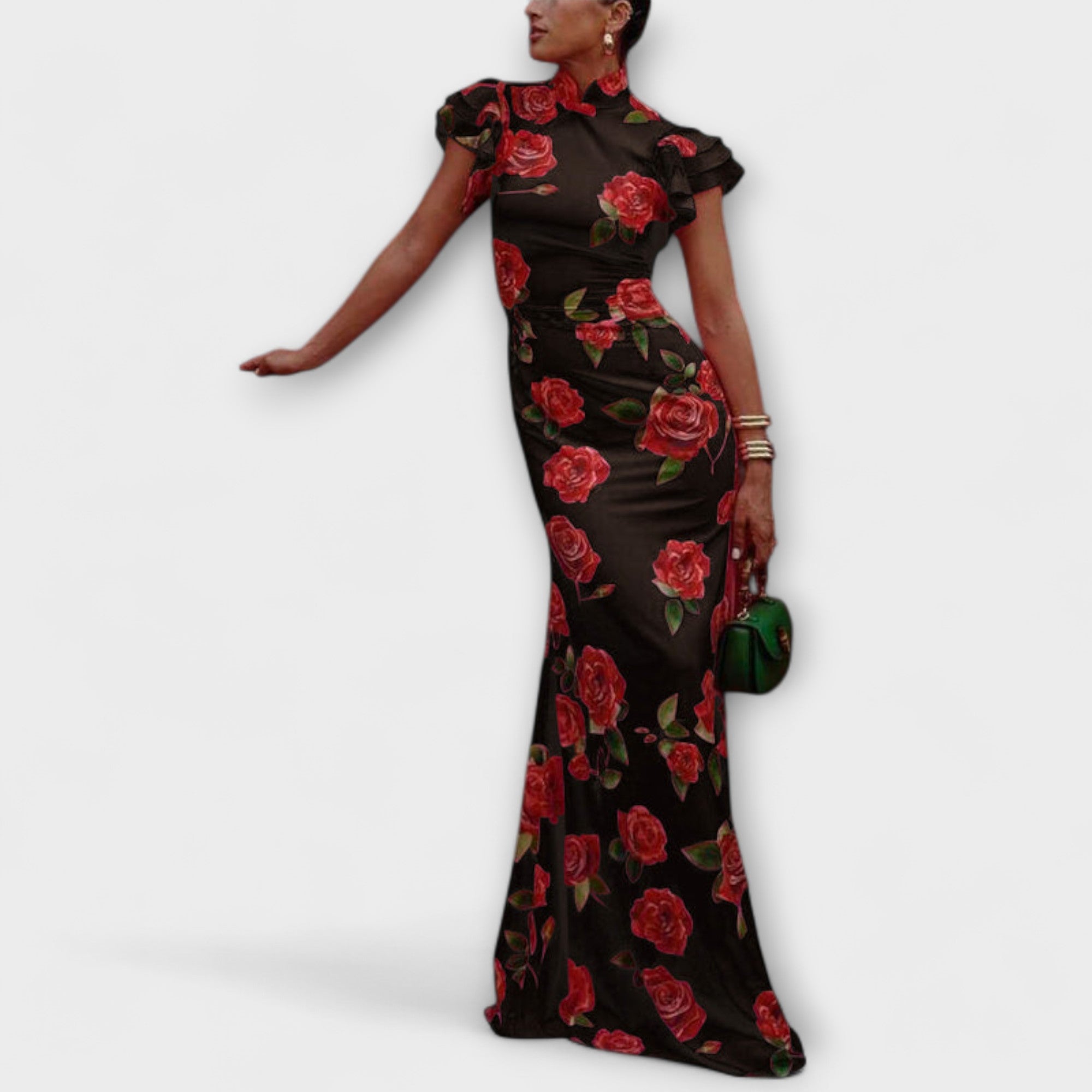 Luna - Abito Maxi con Motivo Floreale