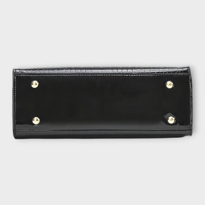 Aurellia. - Borsa a Mano in Pelle Lucida con Motivo Coccodrillo