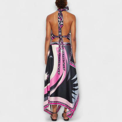 Everly - Set di Top Halter e Gonna Midi Asimmetrica