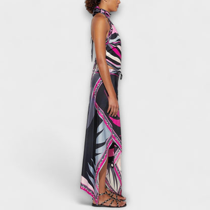 Everly - Set di Top Halter e Gonna Midi Asimmetrica