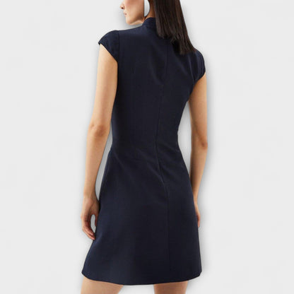 Elowen - Mini Abito in Patchwork Ispirato al Militare con Collo Alto