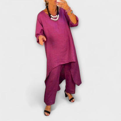 Tabea - Completo in Lino con Scollatura Rotonda