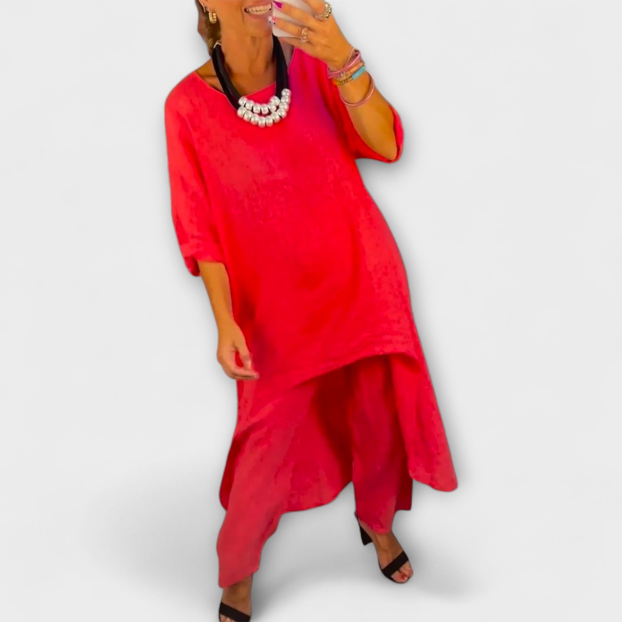 Tabea - Completo in Lino con Scollatura Rotonda